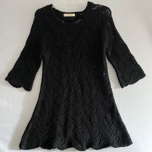 Orange Fashion Village Black Chevron Crochet Sweater | Whimsigoth Goth Layering